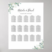 Poster Elégant Eucalyptus Greenery Mariage Seating Chart (Devant)