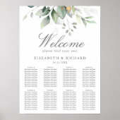 Poster Elégant Eucalyptus Greenery Mariage Seating Chart (Devant)