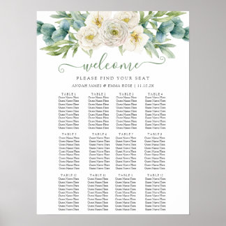 Poster Elegant Eucalyptus Greenery Wedding Seating Chart