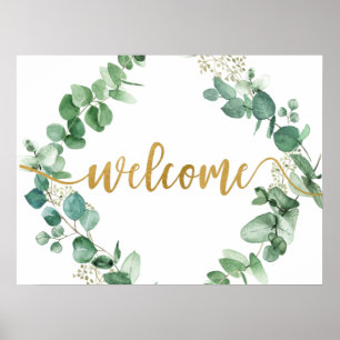 Poster Elegant Eucalyptus Greenery Welcome Sign