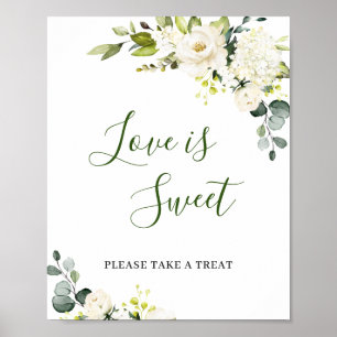 Poster Élégant Eucalyptus Love is Sweet Mariage Sign