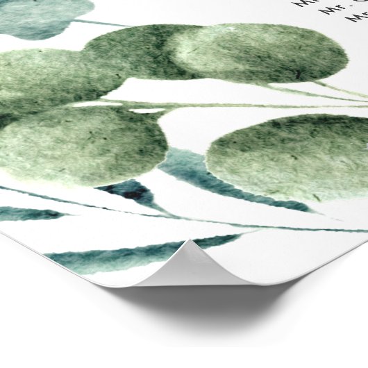 Poster Elégant Eucalyptus Mariage (Coin)