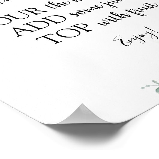 Poster Élégant Eucalyptus Mimosa Bar Signal boisson (Coin)