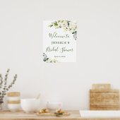 Poster Elegant Eucalyptus Roses Blanches Baby Shower (Cuisine)