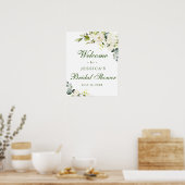 Poster Elegant Eucalyptus Roses Blanches Baby Shower Nupt (Cuisine)