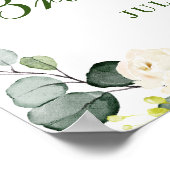 Poster Elegant Eucalyptus Roses Blanches Baby Shower Nupt (Coin)