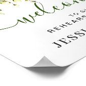 Poster Elégant Eucalyptus Roses Blanches RÉPÉTITION DÎNER (Coin)