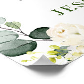 Poster Elégant Eucalyptus Roses Blanches RÉPÉTITION DÎNER (Coin)