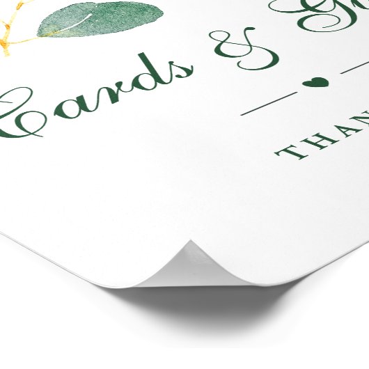 Poster Elégant Eucalyptus Vert Mariage Cartes & Cadeaux (Coin)