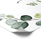 Poster Elégant Eucalyptus White Roses Dîner de répétition (Coin)