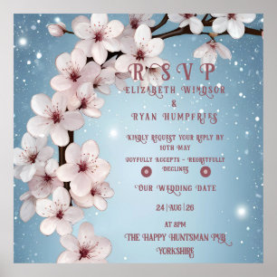 Poster Elégant Faire-part de mariage Floral Blossom
