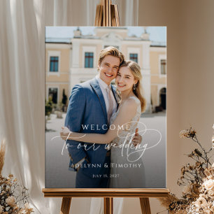 Poster Élégant faire-part de mariage photo de bienvenue