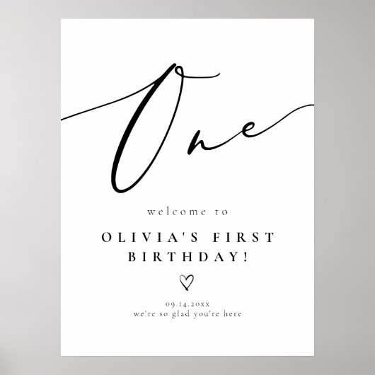 Poster Élégant Faire-part de Naissance avec Calligraphie (Devant)