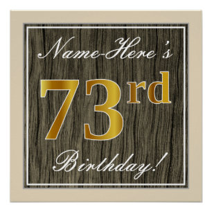 Poster Elégant, Faux Wood, Faux Gold 73e anniversaire + N