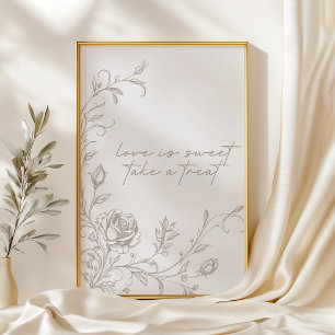 Poster Élégant Favor de Mariage Vintage Sépia L'amour est
