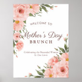 Poster Élégant Fête des Mères Rose Floral Accueil (Devant)