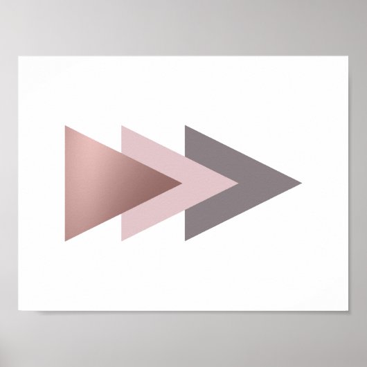 Poster élégant feuille d'or clair rose triangles géométri (Devant)