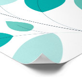 Poster Elégant Feuille moderne bleu et vert Motif | (Coin)