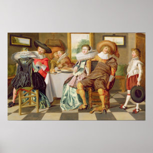 Poster Elegant Figures Feasting at a Table