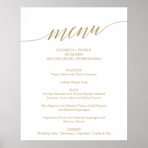 Poster Élégant Flat Gold Calligraphy Mariage Menu Signal