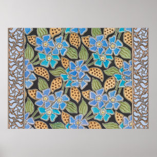 Poster Élégant Fleur Bleu Périwinkle Floral Classic