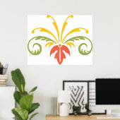 Poster Elegant Floral Flourish Colorful Botanical Scroll (Bureau à domicile)