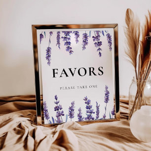 Poster Élégant floral Lavender Wedding Favors signe