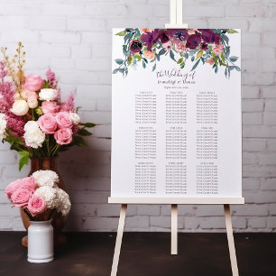 Poster Élégant floral   Plat rose pourpre