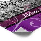 Poster Elegant floral plum & black Wedding Welcome Sign (Coin)