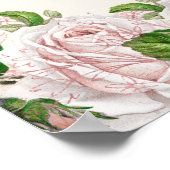 Poster Élégant floral rose sur Mariage crème (Coin)