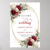 Poster Elegant Floral Wedding Welcome Sign Personalized (Devant)