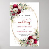 Poster Elegant Floral Wedding Welcome Sign Personalized (Devant)
