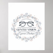Poster Elegant Flowers Framing Reading Glasses Art (Devant)