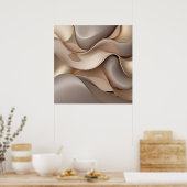 Poster Elégant flux Abstrait - Minimaliste Gold & Taupe W (Cuisine)