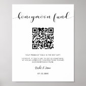 Poster Elégant fond noir et blanc Lune de miel code QR (Devant)