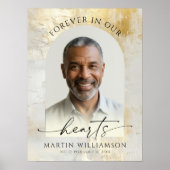 Poster Elegant Forever Hearts Photo Script Gold Funeral (Devant)