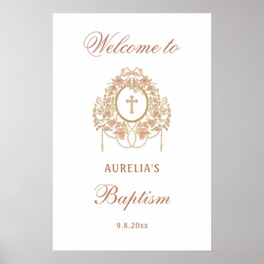 Poster Elegant Frame Holy Cross Baptism Welcome (Devant)