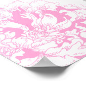 Poster Elégant Fuchsia rose Floral Peony Adresse de retou (Coin)