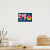 Poster Élégant gâteau rétro Cute Boutique Pink Cupcake Ba (Cuisine)