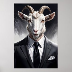 Poster Élégant gentleman chèvre dans une scène de portrai