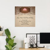 Poster Élégant Glamor Mocha Damask Cupcake Design Signal (Bureau à domicile)
