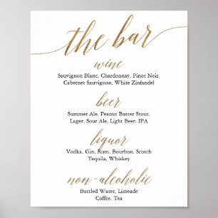 Poster Elégant Gold & Black Calligraphy Mariage The Bar