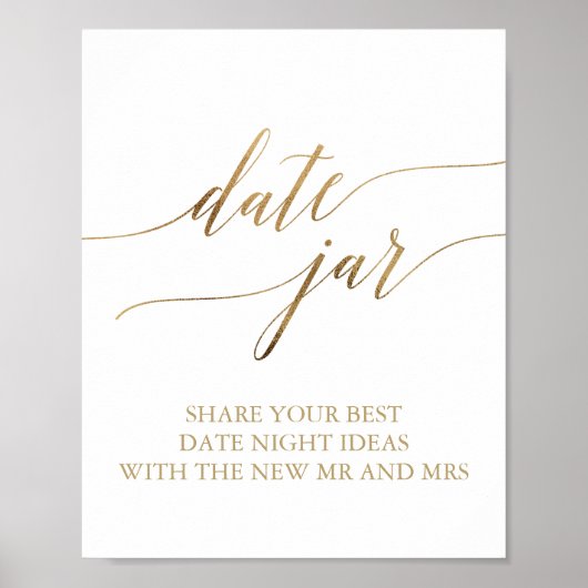 Poster Elegant Gold Calligraphy Date Jar Sign (Devant)