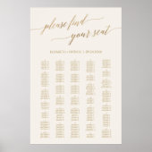 Poster Élégant Gold Calligraphy Ivory 200+ Seating Chart (Devant)