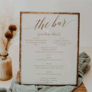 Poster Elegant Gold Calligraphy   Ivory The Bar Menu