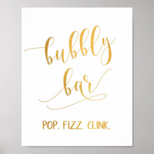 Poster Élégant Gold Calligraphy Party Bubble Bar Signal