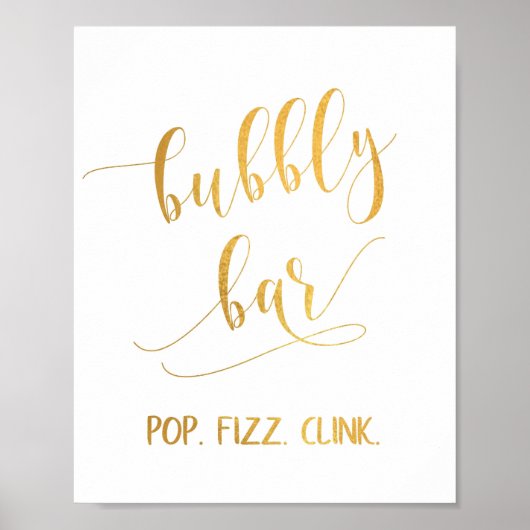 Poster Élégant Gold Calligraphy Party Bubble Bar Signal (Devant)