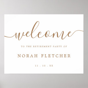 Poster Elégant Gold Calligraphy Retraite Party Bienvenue
