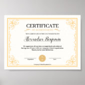 Poster Elegant Gold Certificate of Achievement Template (Devant)