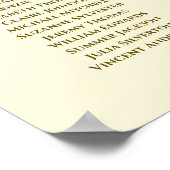 Poster Elégant Gold & Cream 8 Table Mariage Seing Chart (Coin)